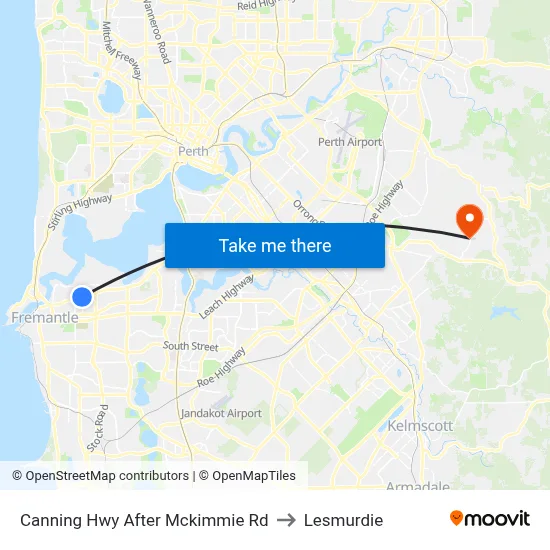 Canning Hwy After Mckimmie Rd to Lesmurdie map