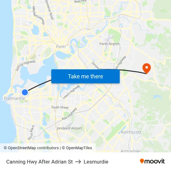 Canning Hwy After Adrian St to Lesmurdie map