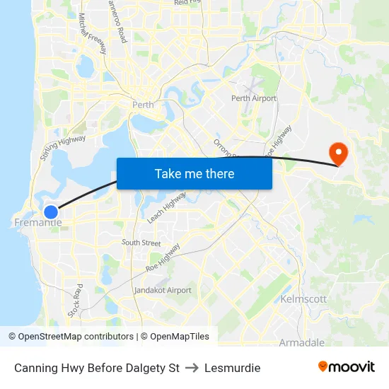 Canning Hwy Before Dalgety St to Lesmurdie map