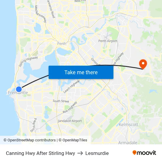 Canning Hwy After Stirling Hwy to Lesmurdie map