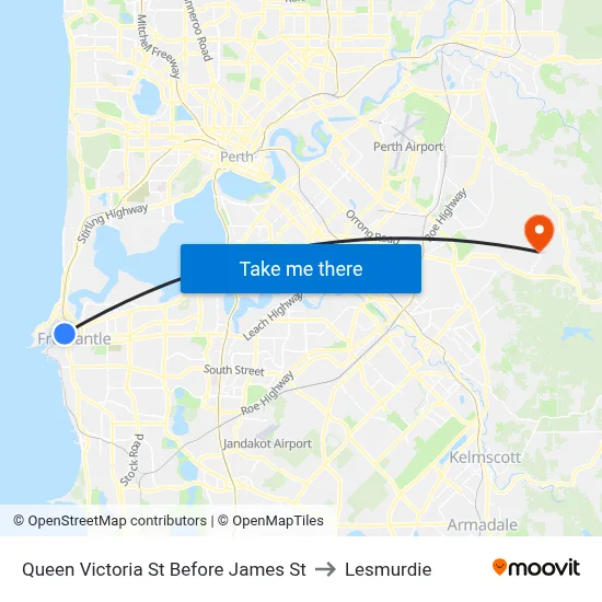Queen Victoria St Before James St to Lesmurdie map