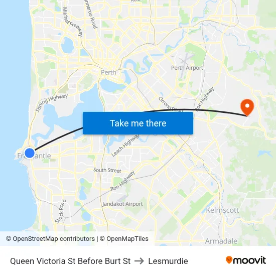 Queen Victoria St Before Burt St to Lesmurdie map