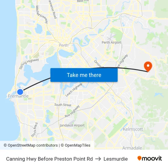 Canning Hwy Before Preston Point Rd to Lesmurdie map