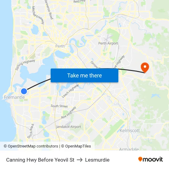 Canning Hwy Before Yeovil St to Lesmurdie map