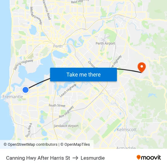 Canning Hwy After Harris St to Lesmurdie map