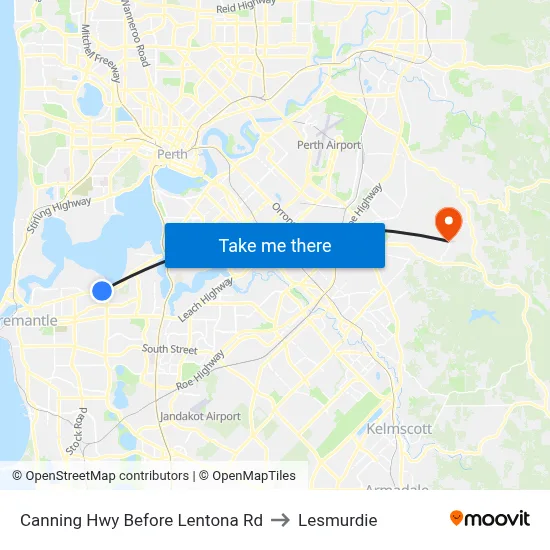 Canning Hwy Before Lentona Rd to Lesmurdie map