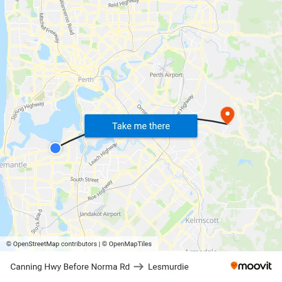 Canning Hwy Before Norma Rd to Lesmurdie map