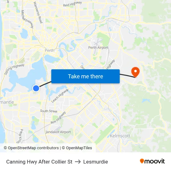 Canning Hwy After Collier St to Lesmurdie map