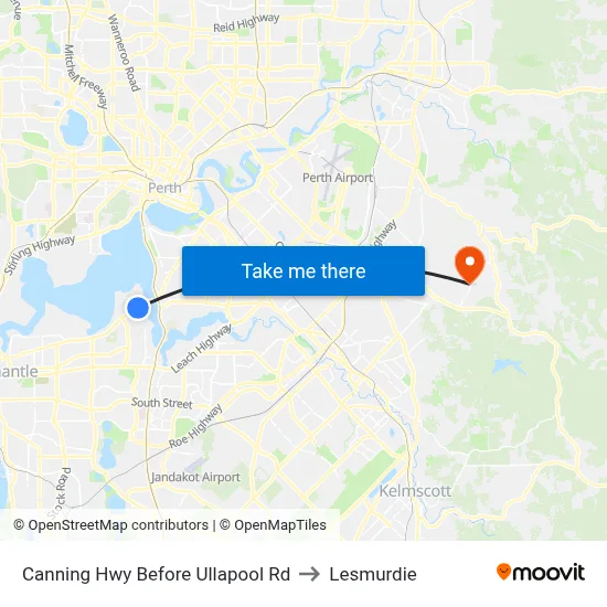Canning Hwy Before Ullapool Rd to Lesmurdie map