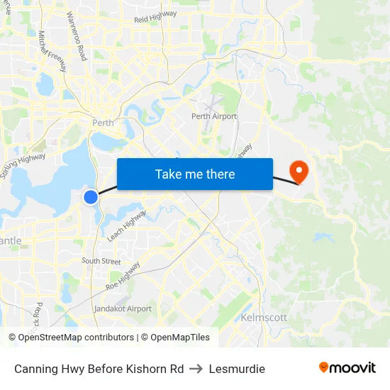 Canning Hwy Before Kishorn Rd to Lesmurdie map