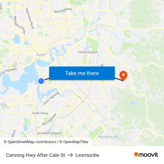 Canning Hwy After Cale St to Lesmurdie map