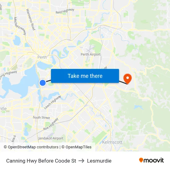 Canning Hwy Before Coode St to Lesmurdie map