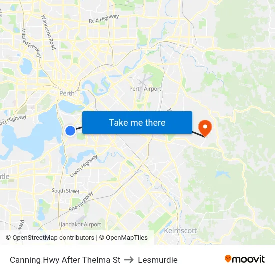 Canning Hwy After Thelma St to Lesmurdie map