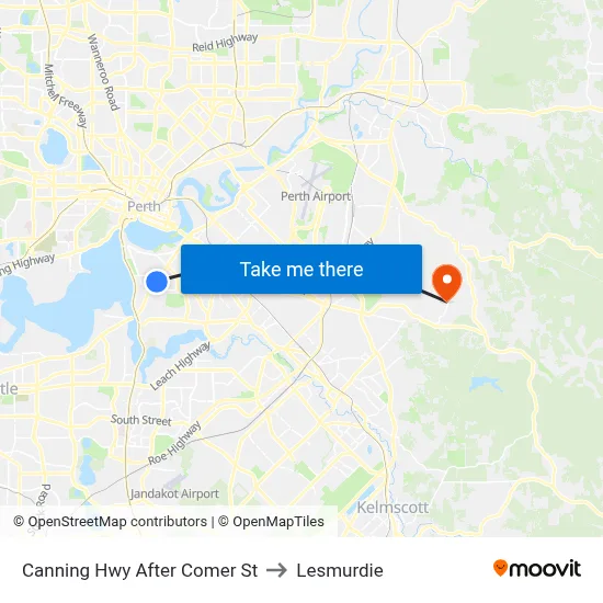 Canning Hwy After Comer St to Lesmurdie map