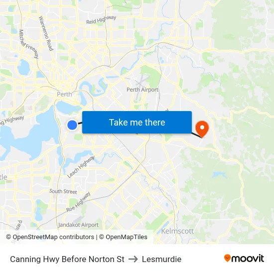 Canning Hwy Before Norton St to Lesmurdie map
