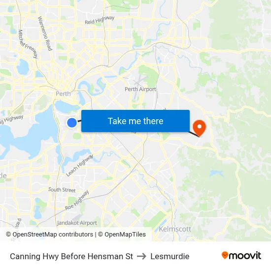 Canning Hwy Before Hensman St to Lesmurdie map