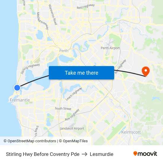 Stirling Hwy Before Coventry Pde to Lesmurdie map
