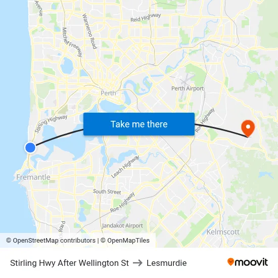 Stirling Hwy After Wellington St to Lesmurdie map