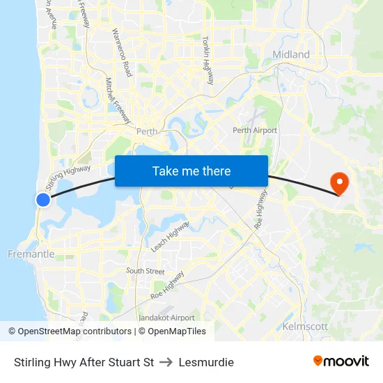 Stirling Hwy After Stuart St to Lesmurdie map