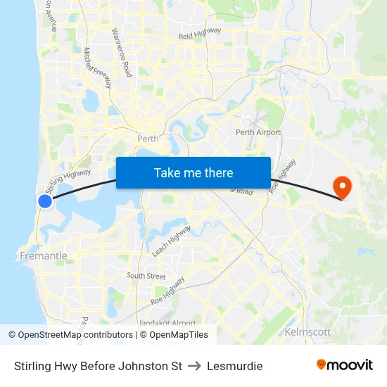 Stirling Hwy Before Johnston St to Lesmurdie map