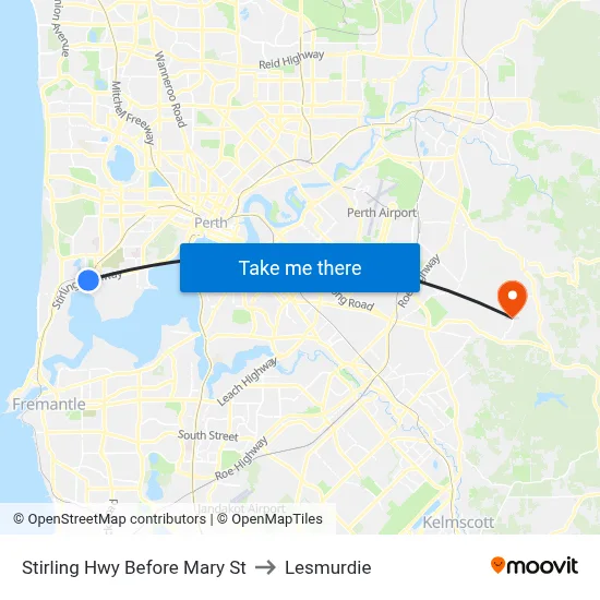 Stirling Hwy Before Mary St to Lesmurdie map