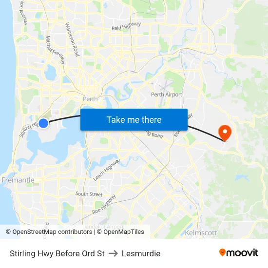 Stirling Hwy Before Ord St to Lesmurdie map