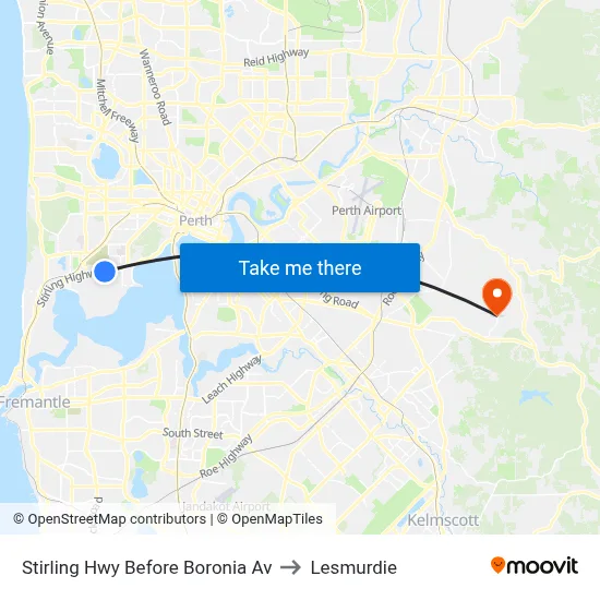 Stirling Hwy Before Boronia Av to Lesmurdie map
