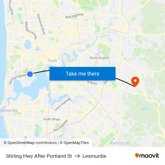 Stirling Hwy After Portland St to Lesmurdie map