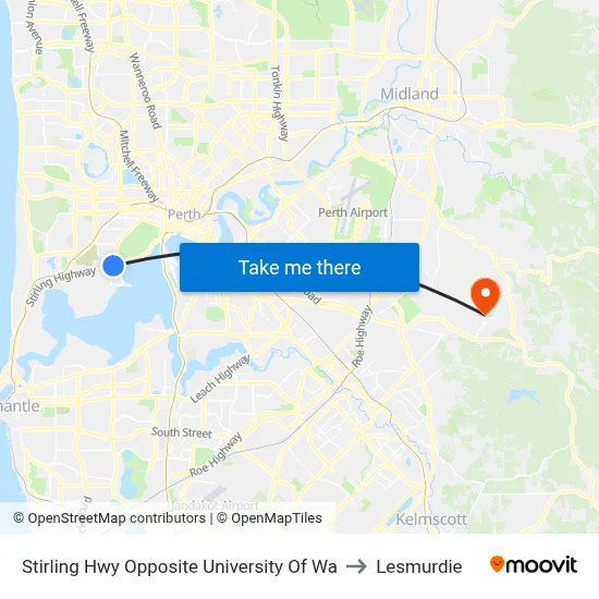 Stirling Hwy Opposite University Of Wa to Lesmurdie map