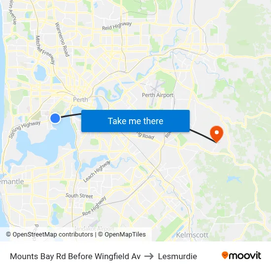 Mounts Bay Rd Before Wingfield Av to Lesmurdie map