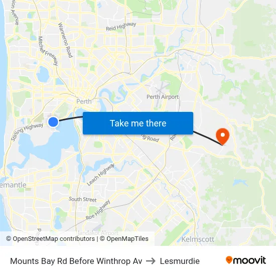 Mounts Bay Rd Before Winthrop Av to Lesmurdie map