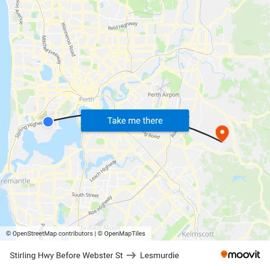 Stirling Hwy Before Webster St to Lesmurdie map