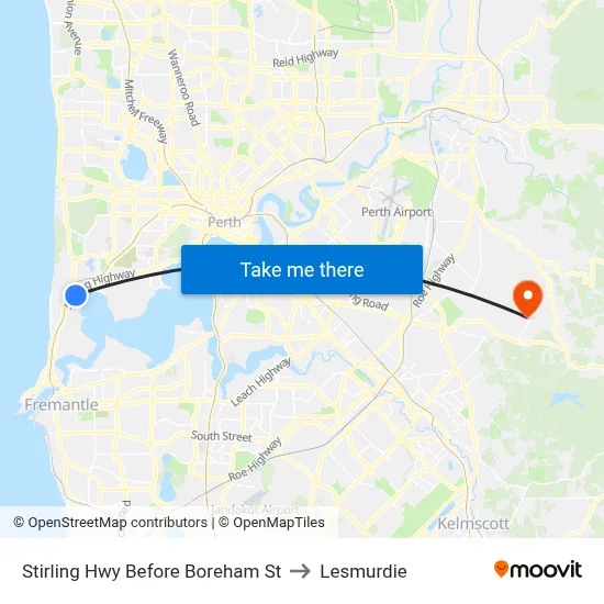 Stirling Hwy Before Boreham St to Lesmurdie map