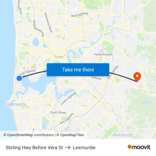 Stirling Hwy Before Vera St to Lesmurdie map