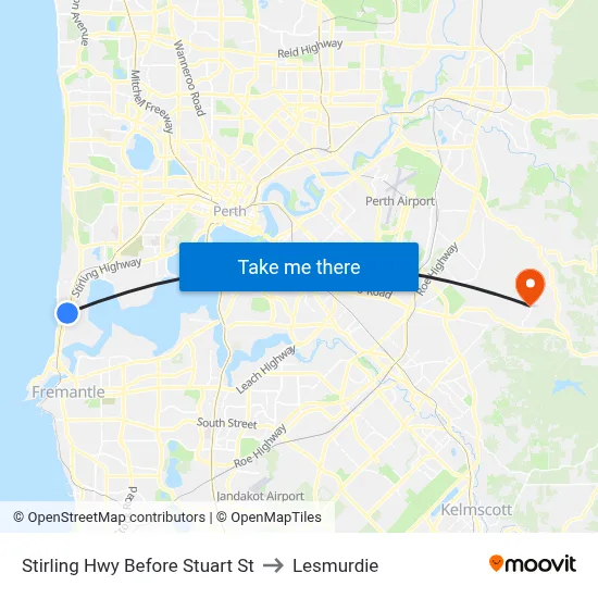Stirling Hwy Before Stuart St to Lesmurdie map