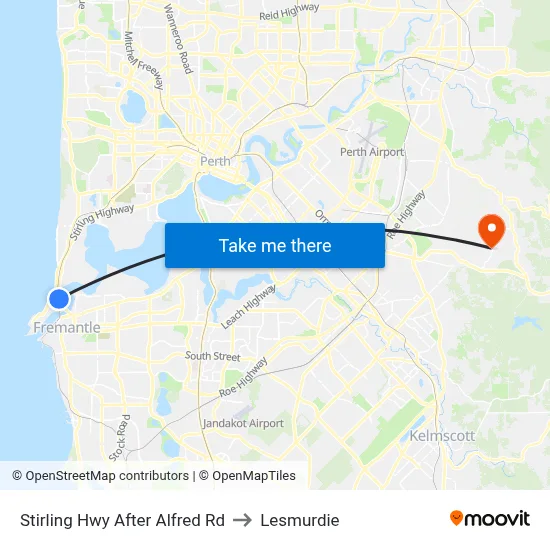 Stirling Hwy After Alfred Rd to Lesmurdie map
