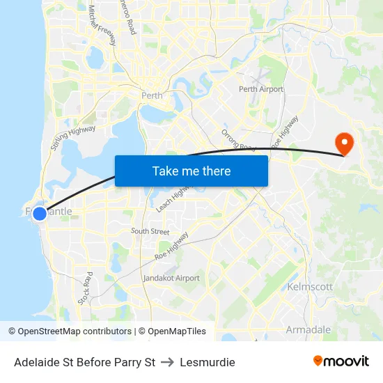 Adelaide St Before Parry St to Lesmurdie map