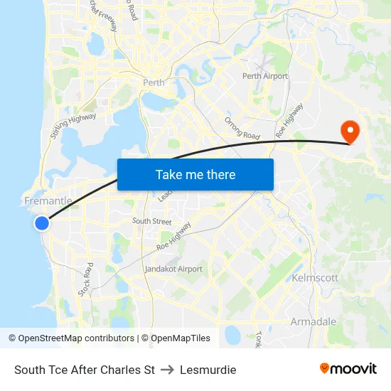 South Tce After Charles St to Lesmurdie map