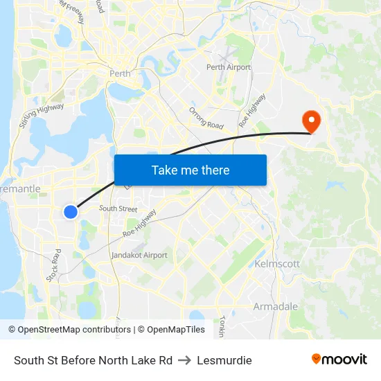 South St Before North Lake Rd to Lesmurdie map