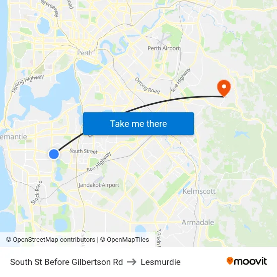 South St Before Gilbertson Rd to Lesmurdie map