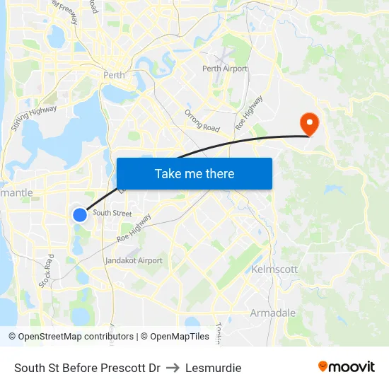 South St Before Prescott Dr to Lesmurdie map