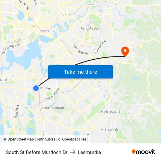 South St Before Murdoch Dr to Lesmurdie map