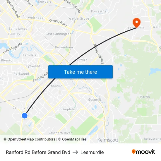Ranford Rd Before Grand Bvd to Lesmurdie map