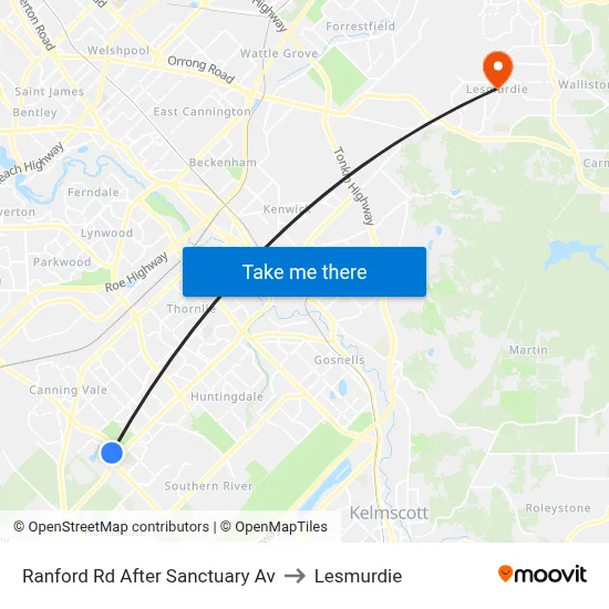 Ranford Rd After Sanctuary Av to Lesmurdie map