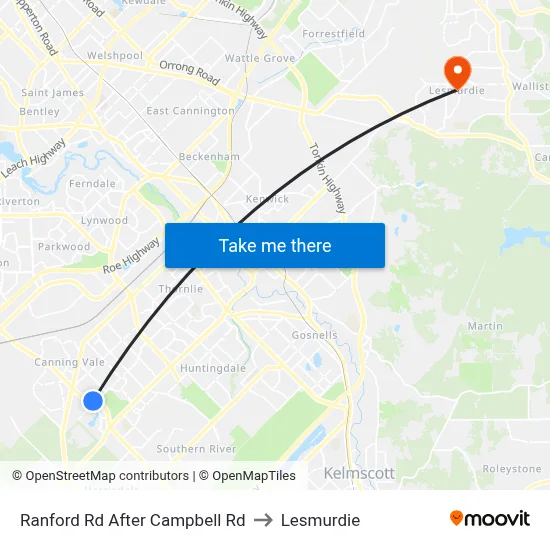 Ranford Rd After Campbell Rd to Lesmurdie map