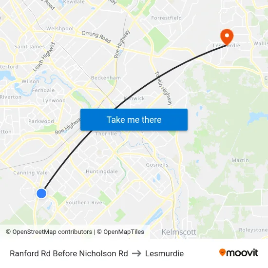 Ranford Rd Before Nicholson Rd to Lesmurdie map