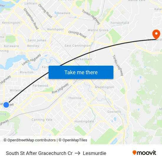 South St After Gracechurch Cr to Lesmurdie map