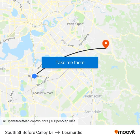 South St Before Calley Dr to Lesmurdie map