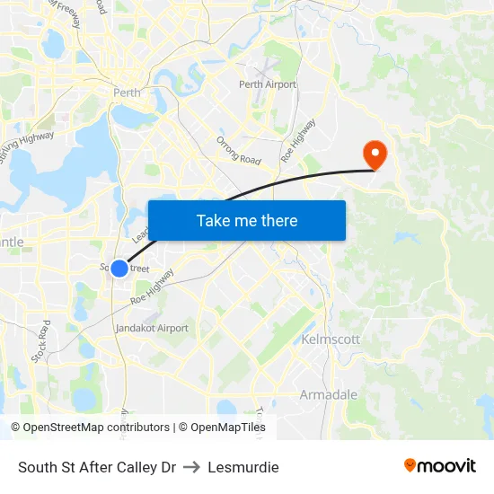 South St After Calley Dr to Lesmurdie map