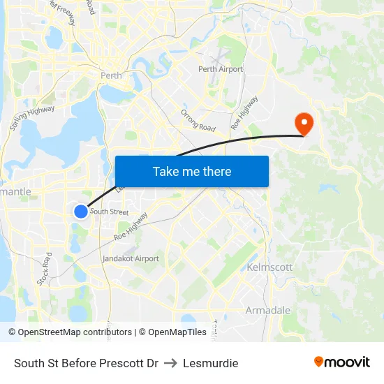 South St Before Prescott Dr to Lesmurdie map